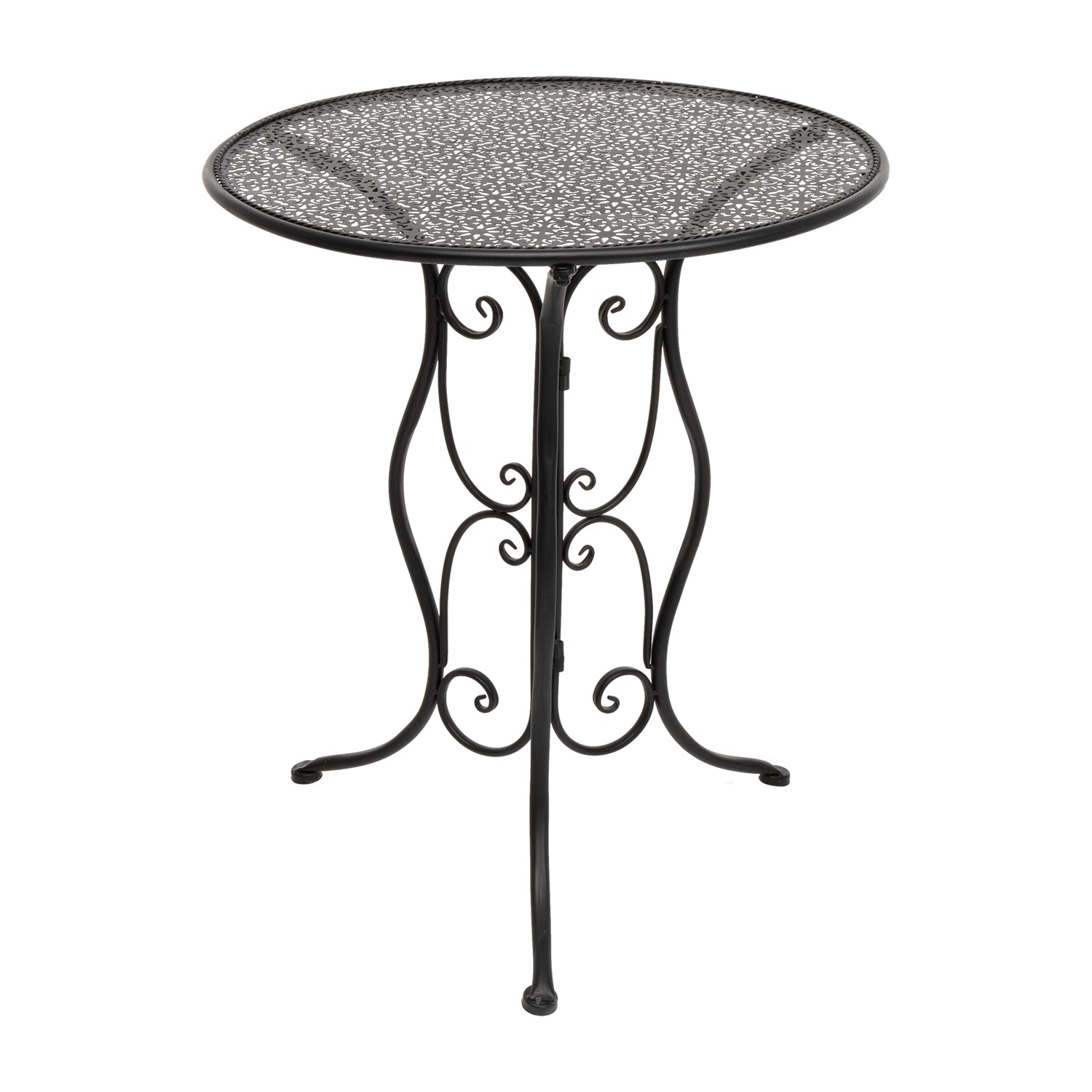 VESTIAMO CASA GIARDINO - Set giardino Bistrot tavolo rotondo 60 cm e 2 sedie pieghevoli in metallo Nero